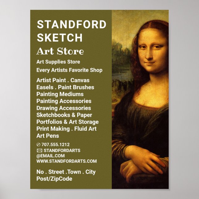 Póster Mona Lisa, Leonardo Da Vinci, Tienda de suministro (Frente)