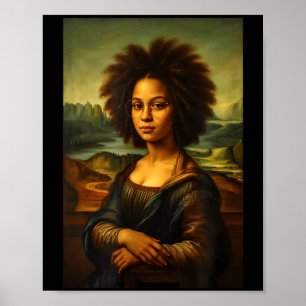 Póster Mona Lisa negra Afroamericana Historia Negra Estad