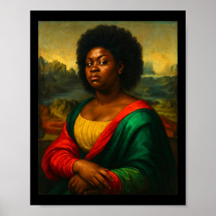 Póster Mona Lisa negra mirada de reojo mujer afro Histori