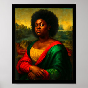 Póster Mona Lisa negra mirada de reojo mujer afro Histori