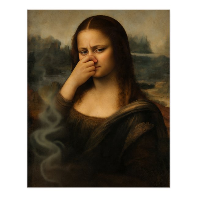 Póster Mona Lisa Pellizcando su Nariz (Anverso)
