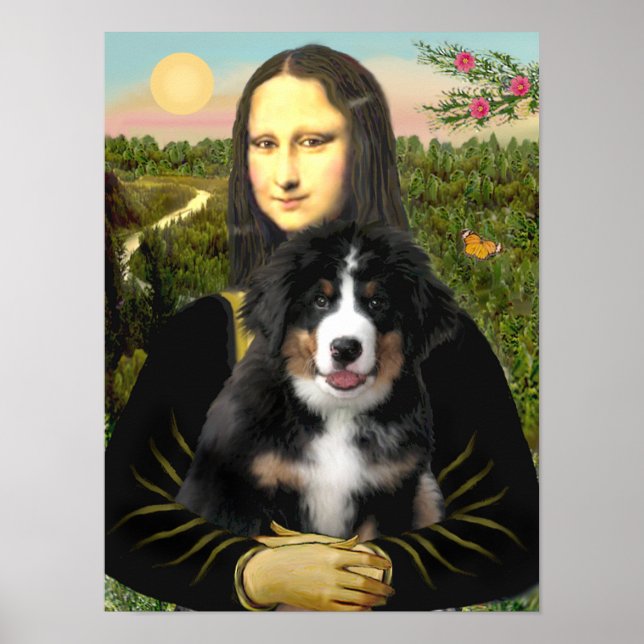 Póster Mona Lisa - Perro de montaña de Bernese (Frente)
