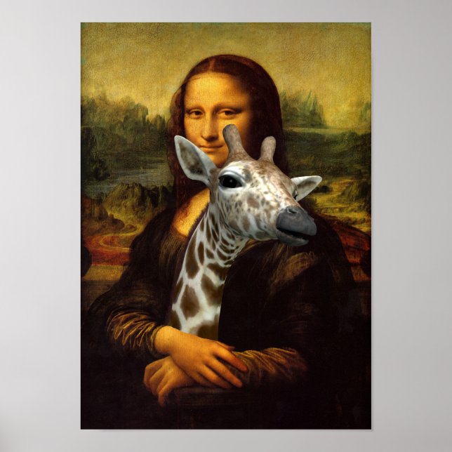 Póster Mona Lisa se preocupa por las jirafas (Frente)