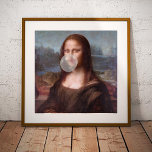Póster Mona Lisa soplando chicle de burbuja gris<br><div class="desc">Mona Lisa soplando chicle de burbuja gris</div>