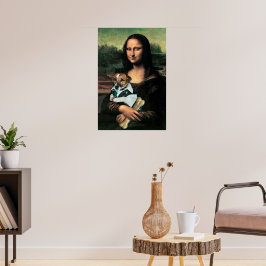 Póster Mona Lisa sosteniendo un perro y un hueso