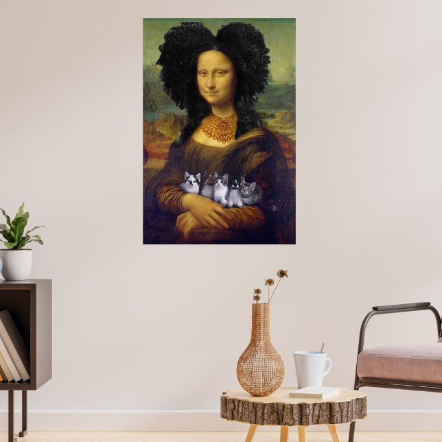 Póster Mona Lisa sostiene a los lindos gatitos Leonardo d (Salón 3)