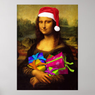 Póster Mona Lisa Viene Como Santa Claus