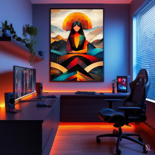 Póster Mona Lisa - Visión Minimalista Cubista