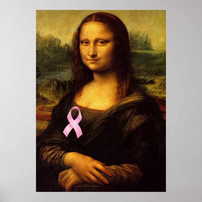 Póster Mona Lisa With Pink Ribbon (Frente)