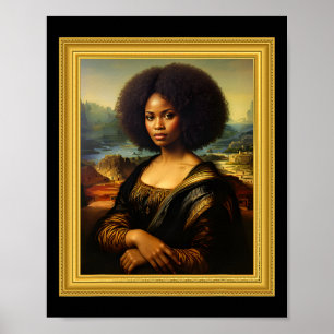 Póster Mona Negra Lisa Afro Reina Africana Mujer Negra Su