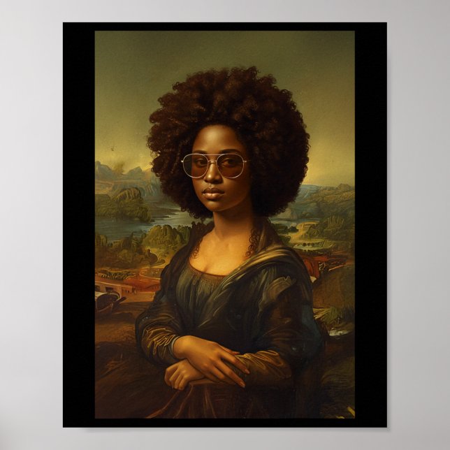 Póster Mona Negra Lisa Afroamericana Histórica Negra (Frente)
