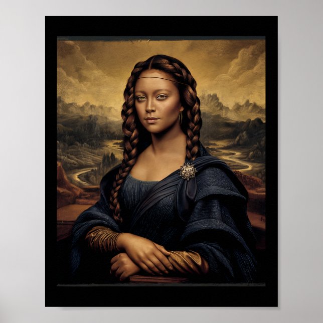 Póster Mona Negra Lisa Historia Negra Reina Africana (Frente)