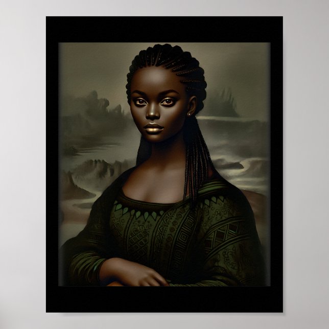 Póster Mona Negra Lisa Mes de la Historia Negra Afroameri (Frente)