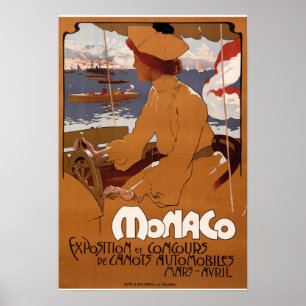Póster Monaco Exposition et concours de automobile 1900