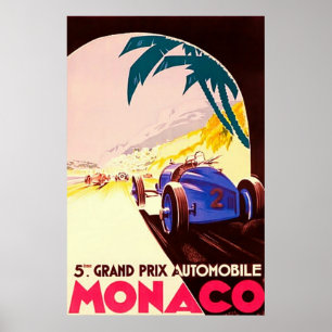 Póster Mónaco ~ Gran Premio ~Vintage Travel Canvas