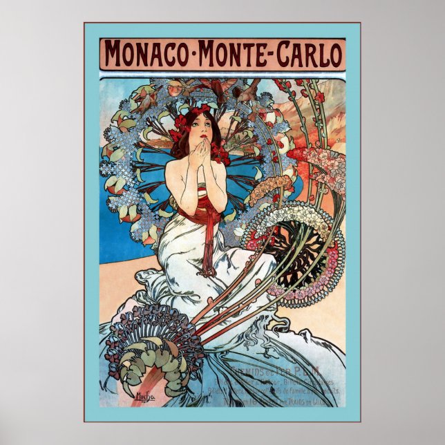 Póster Mónaco ~ Monte Carlo ~ Alphonse Mucha (Frente)