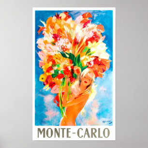 Póster Mónaco Monte Carlo Francia Viaje vintage