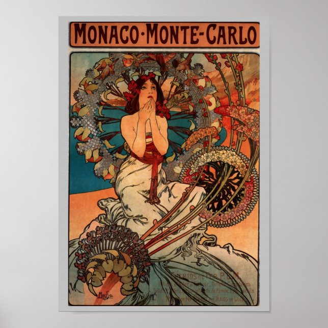 Póster Mónaco Monte Carlo por Alfons Mucha (Frente)
