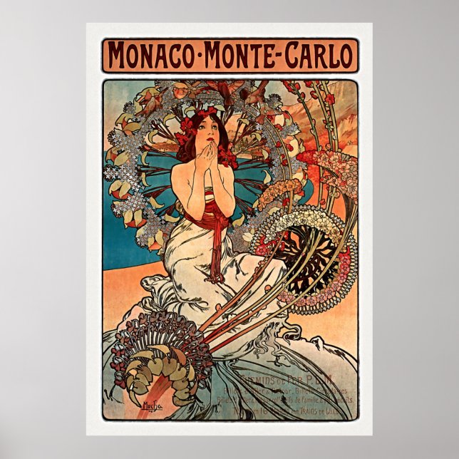 Póster Mónaco Monte Carlo por Alfons Mucha (Frente)