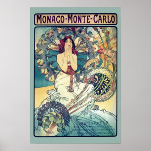 Póster Mónaco Monte-Carlo (Verde azulado - colores apagad
