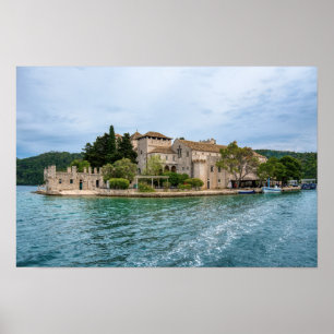 Póster monasterio benedictino en la isla de Mljet - Croac