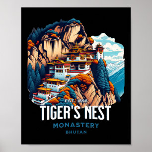 Póster Monasterio Nido de Tigre Bután Paro Cultura Himala