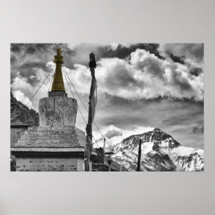 Póster Monasterio y el monte Everest de Rongbuk