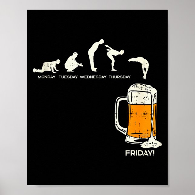 Póster Monday To Friday Beer Funny Work Week Drinking Tea (Frente)