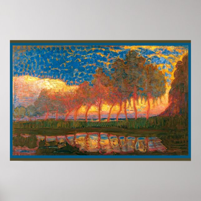 Póster Mondrian - Fila de once álamos (Frente)