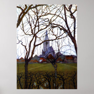 Póster Mondrian - Iglesia del pueblo