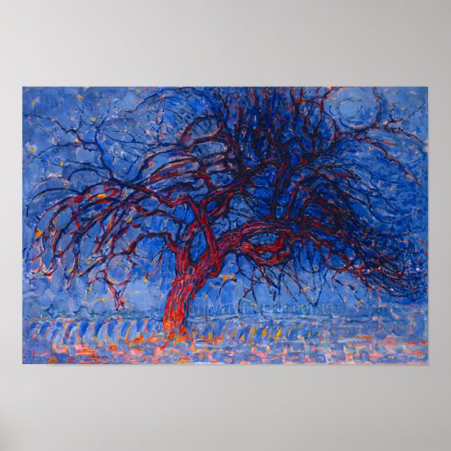 Póster Mondrian pintando el árbol rojo (Frente)