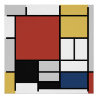Mondrian Pintura de Plano Rojo Amarillo Azul Gris 