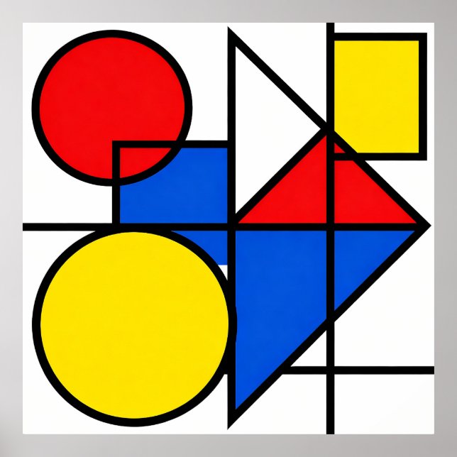 Póster Mondrian Primary Color Composition (Frente)