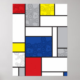 Póster Mondrian Retro Círculos Minimalistas De Stijl Mod 