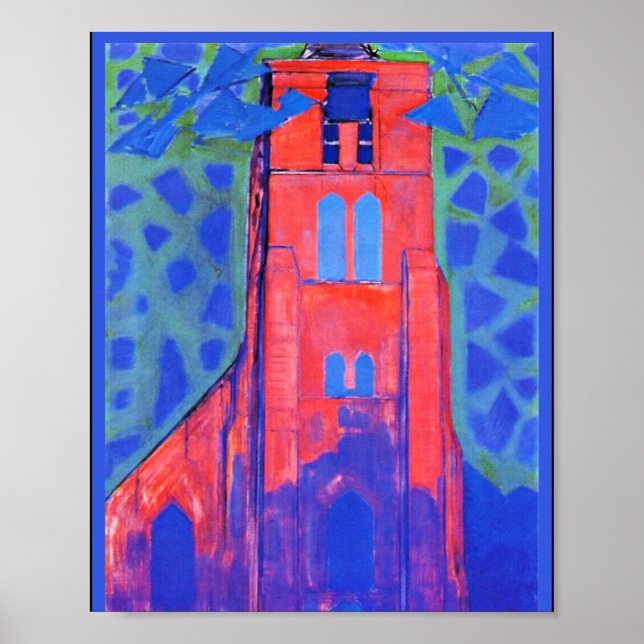 Póster Mondrian - Torre de la Iglesia en Domburg (Frente)