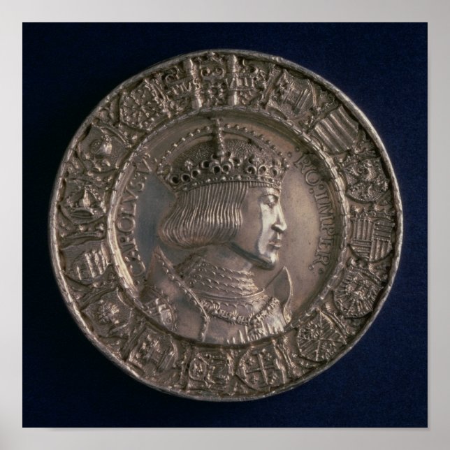 Póster Moneda con el retrato de Carlos V (Frente)