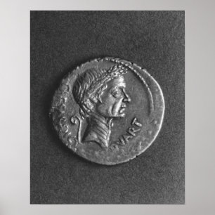 Póster Moneda con un retrato de Julio César