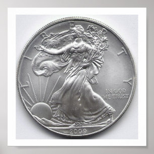 Póster Moneda de águila estadounidense plateada