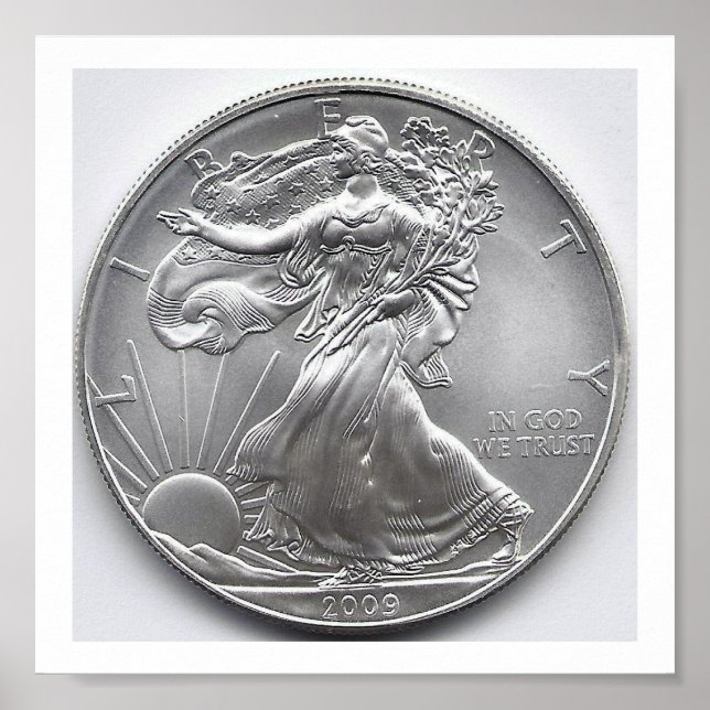 Póster Moneda de águila estadounidense plateada (Frente)
