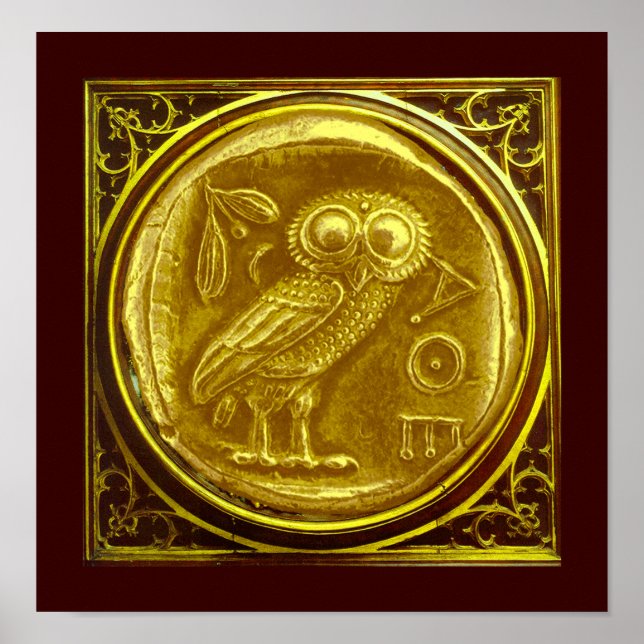 PÓSTER MONEDA DE ORO DE BÚHO ANTIGUA (Frente)
