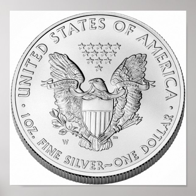 Póster Moneda de plata águila norteamericana sin circular (Frente)