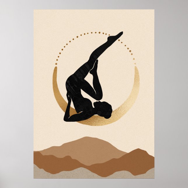 Póster Moneda de yoga luna de oro moderno abstracto zen (Frente)
