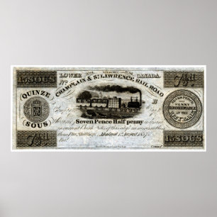 Póster Moneda del ferrocarril canadiense de 1837