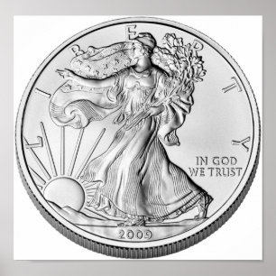 Póster Moneda estadounidense Eagle Silver Bullion