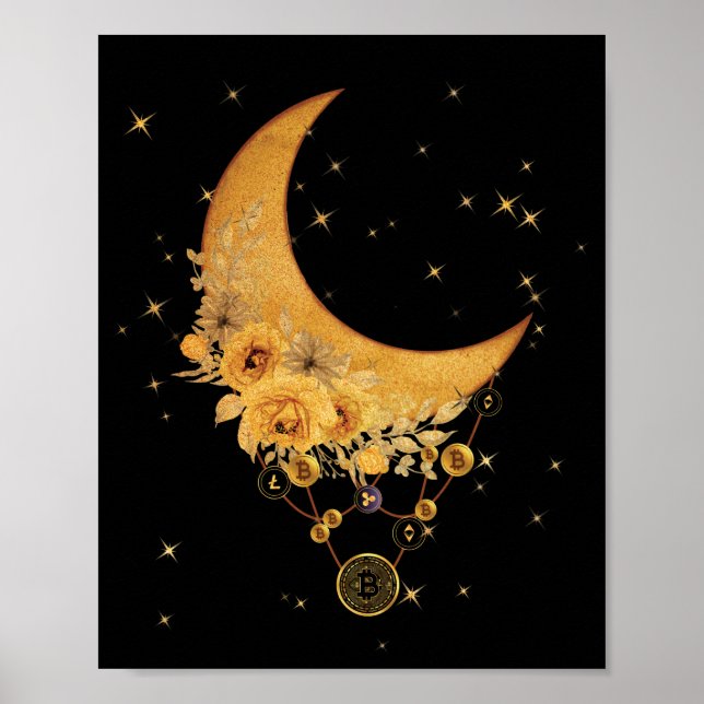 Póster Moneda Virtual En La Luna Gráfica Espiritual (Frente)