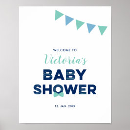 Póster Moneda y marina | Signo de bienvenida Baby Shower
