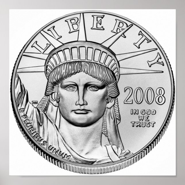 Póster Monedas de prueba inversas del águila platino del  (Frente)