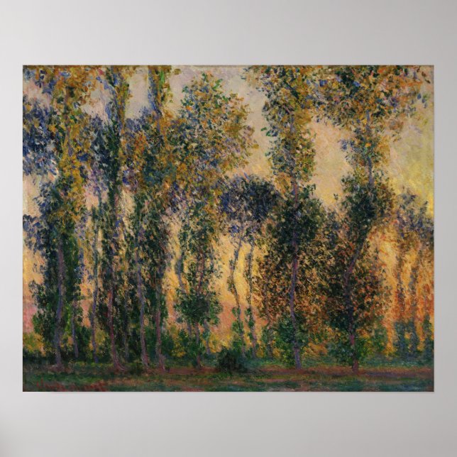 Póster Monet - Álamos en Giverny 1888 (Frente)