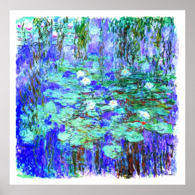 Póster Monet = Algas de agua azul - Pintura impresionista (Frente)