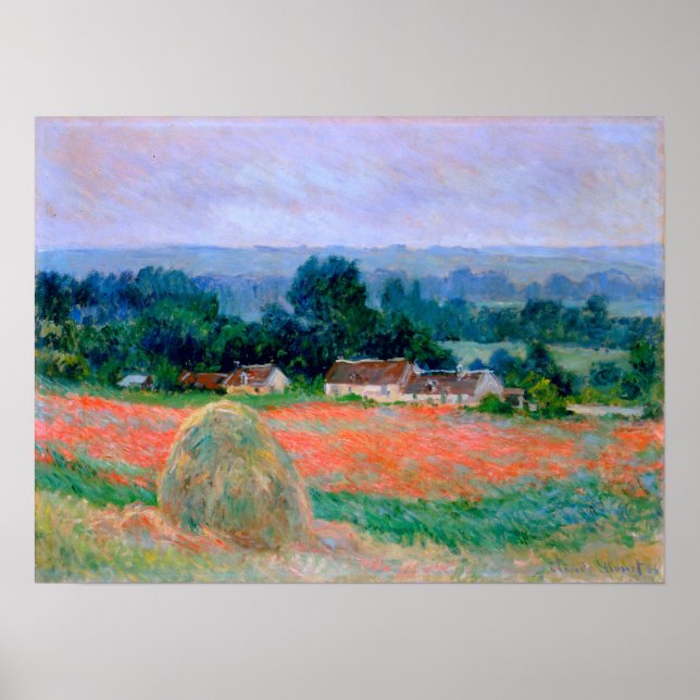 Póster Monet - Almiar En Giverny 1886 (Frente)